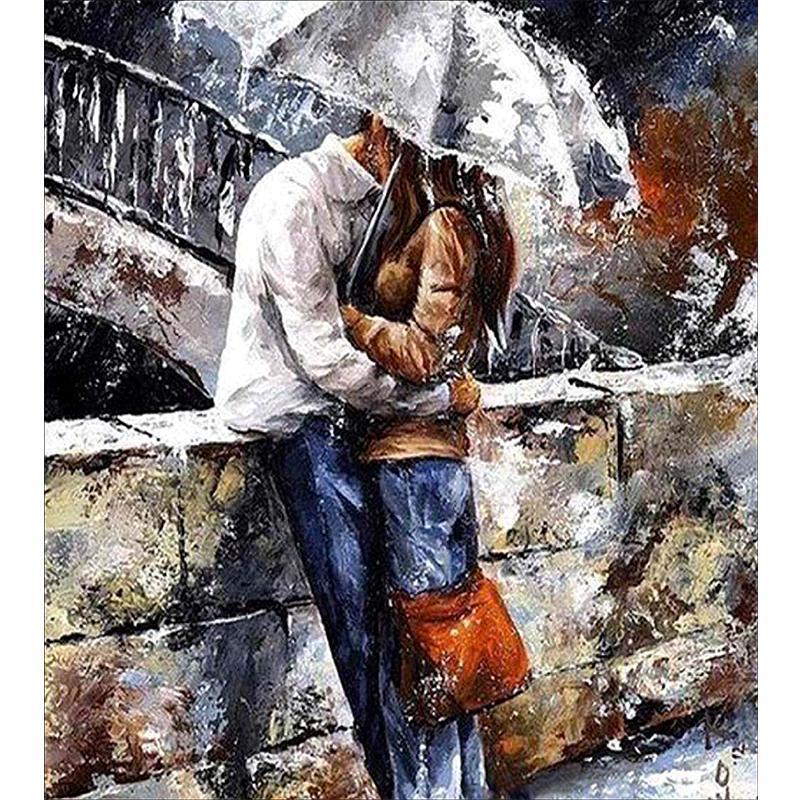 Diamond Painting for Couples Under Umbrella Design